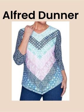 Alfred Dunner V-Neck Knit Blouse Size XL NWOT